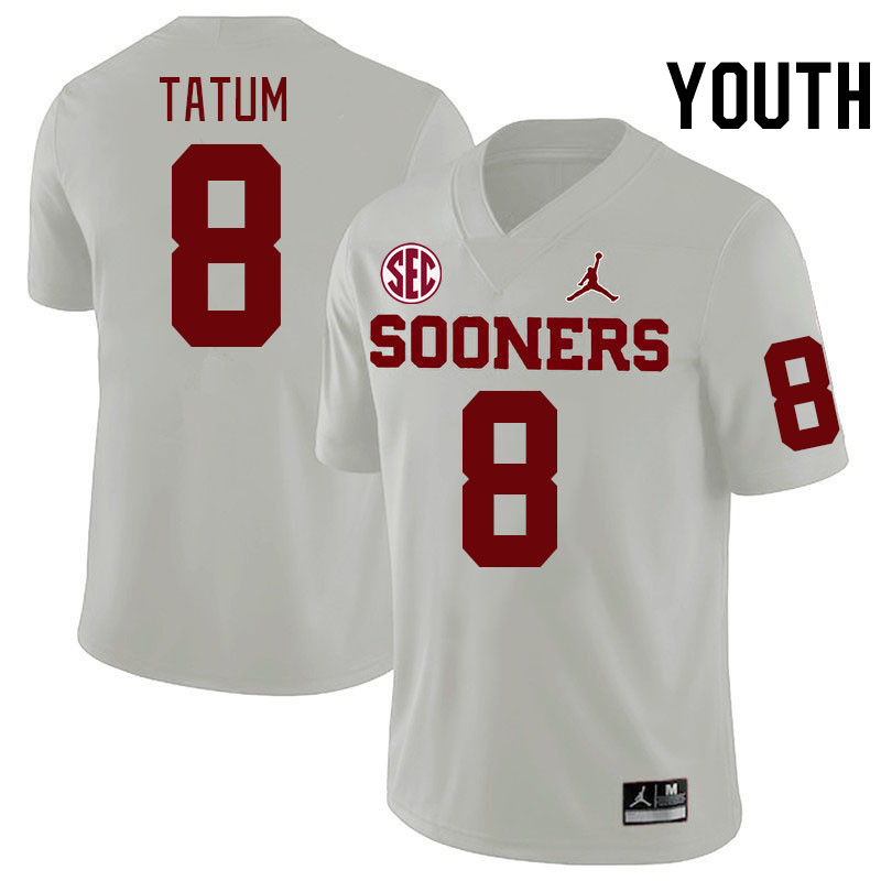 Youth #8 Taylor Tatum Oklahoma Sooners 2024 SEC Conference College Football Jerseys-White